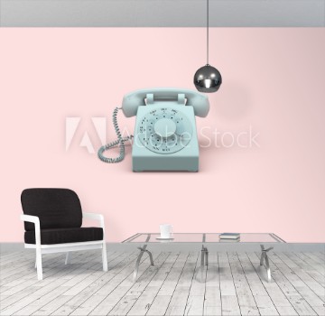 Bild på phone vintage on pink background 3d rendering